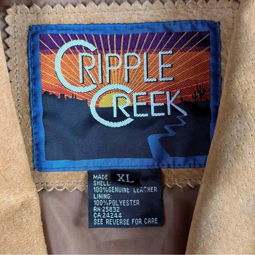 Cripple Creek Western Leather  Embroidered & Jeweled Tan Jacket Women’s Size XL - Picture 5 of 12